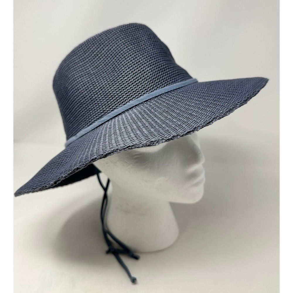 Wallaroo Hat Company Victoria Fedora Blue Gray Poly-Straw Sun Hat Packable UPF